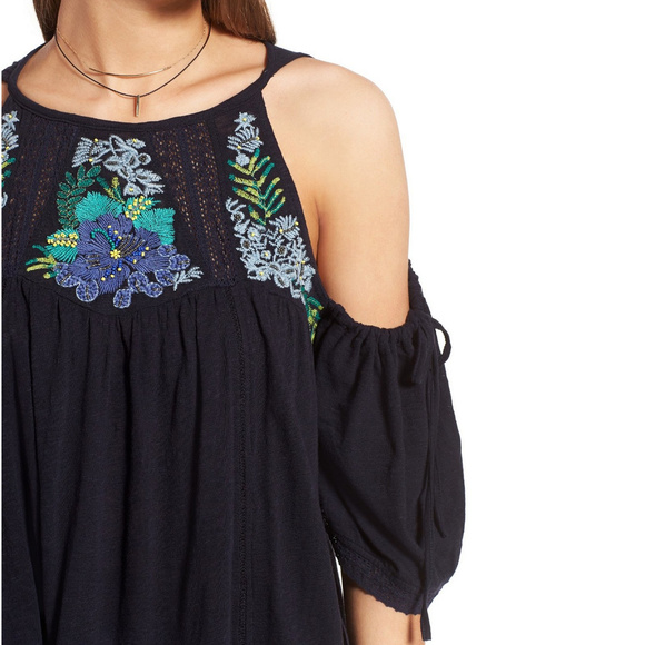 Fast Times Embroidered Cotton Cold Shoulder Top XS - Picture 5 of 7